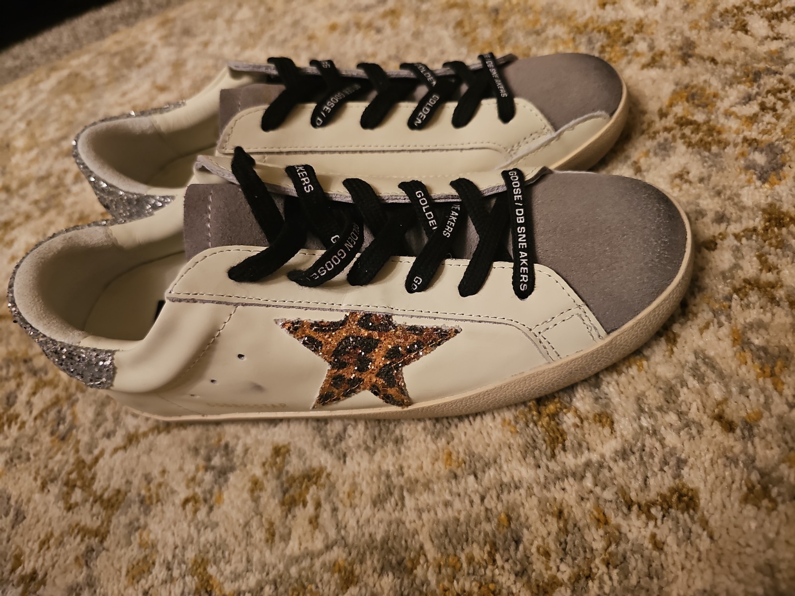 Golden Goose Super-Star Low Top Glitter Detail Sneakers. Sz 39