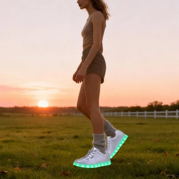 USB Adult Light Up Shoes Rechargeable Flashing Low Top Fashion LED Shoes Unisex