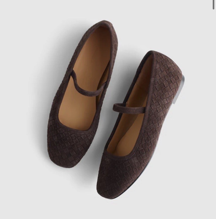 Madewell The Greta Ballet Flats Dark Roast Brown Woven Suede Size 7