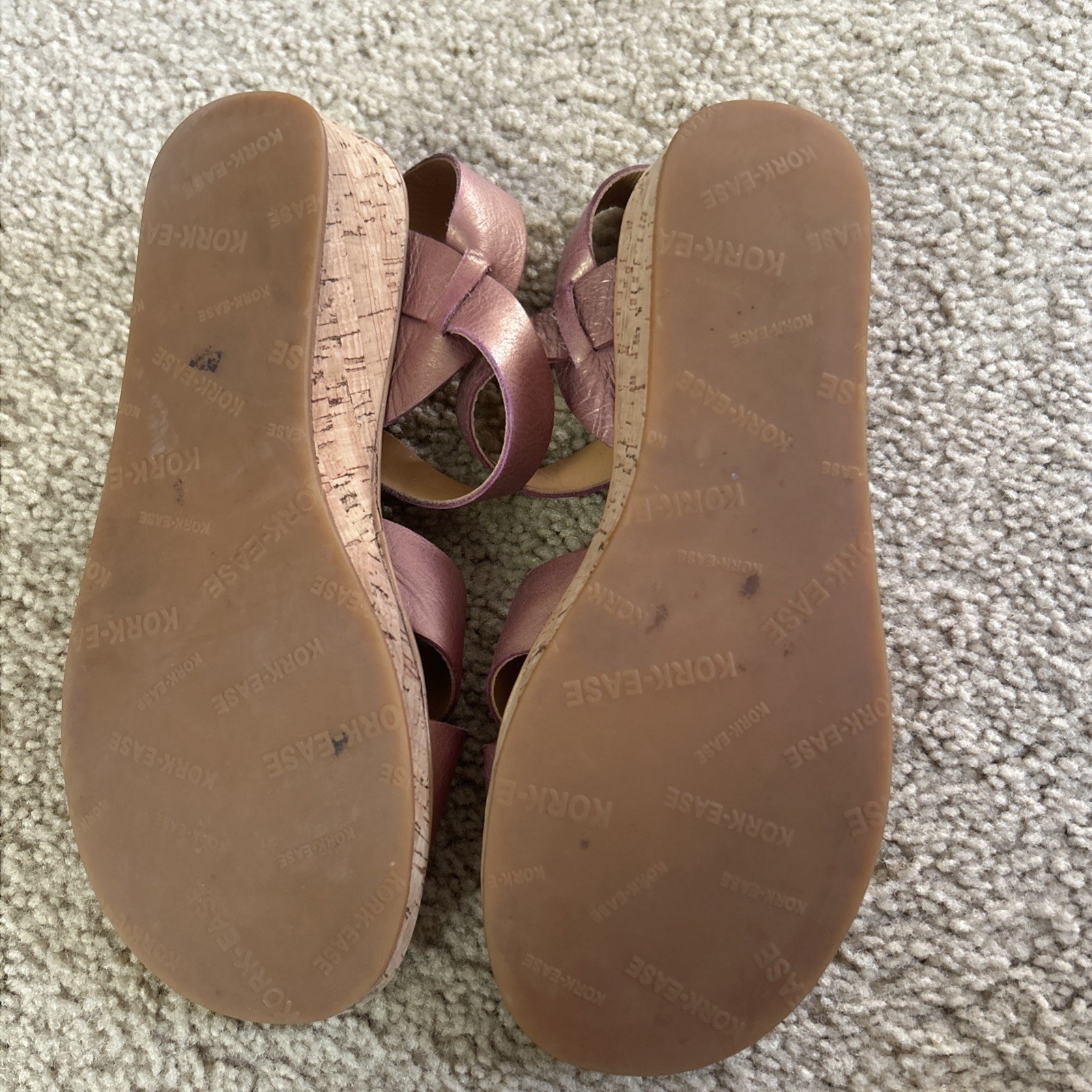 Kork-Ease Size 7 38 Women’s Leather wedge sandals, Orchid Pink Color