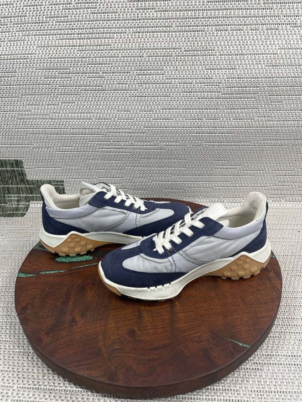Ecco Shoes Womens Size 4-4.5 Retro Marine Gravel White Leather Lace Up Sneaker