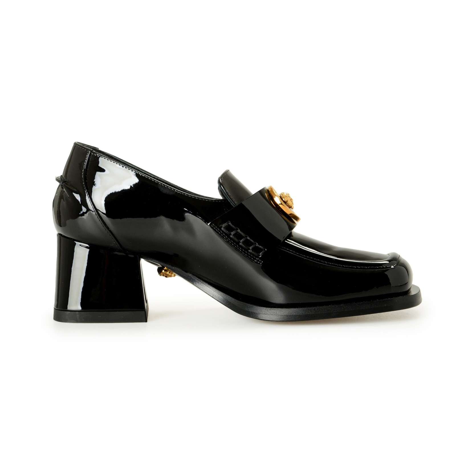 Versace Women’s Gold Medusa Patent Leather Heeled Moccasins Shoes US 6 IT 36