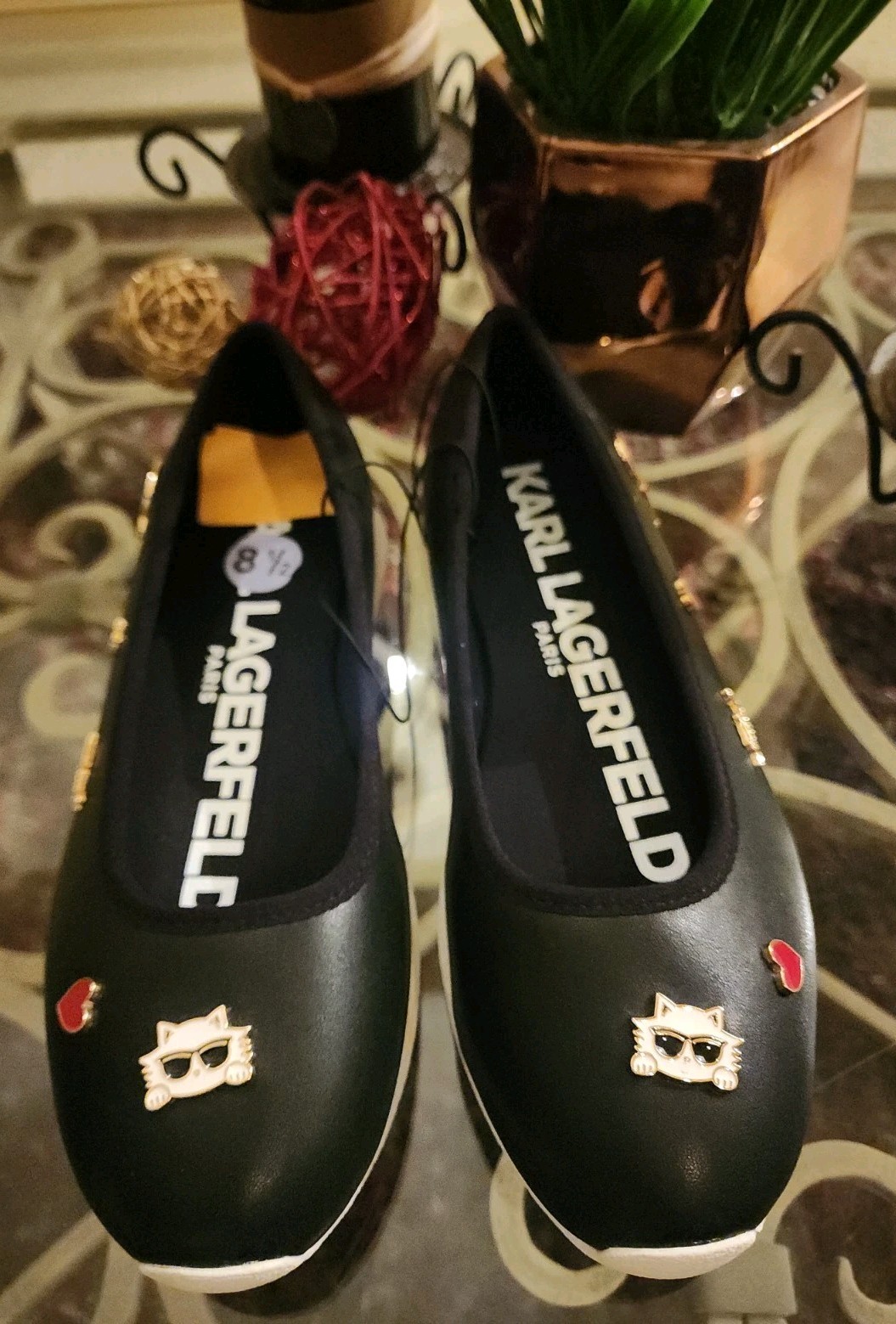 Karl Lagerfeld Paris Charm-Embellished Black Ballet Flats