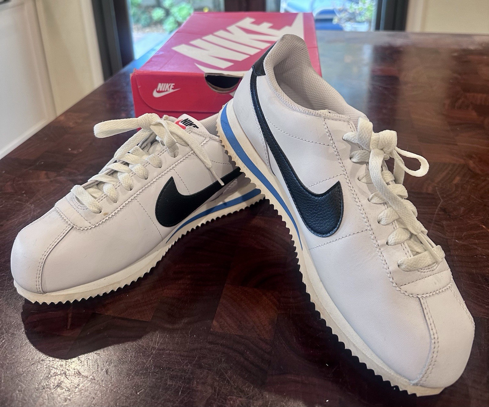 Nike Cortez Leather White Black Photo Blue Women’s Size 9 Sneakers DN1791-100