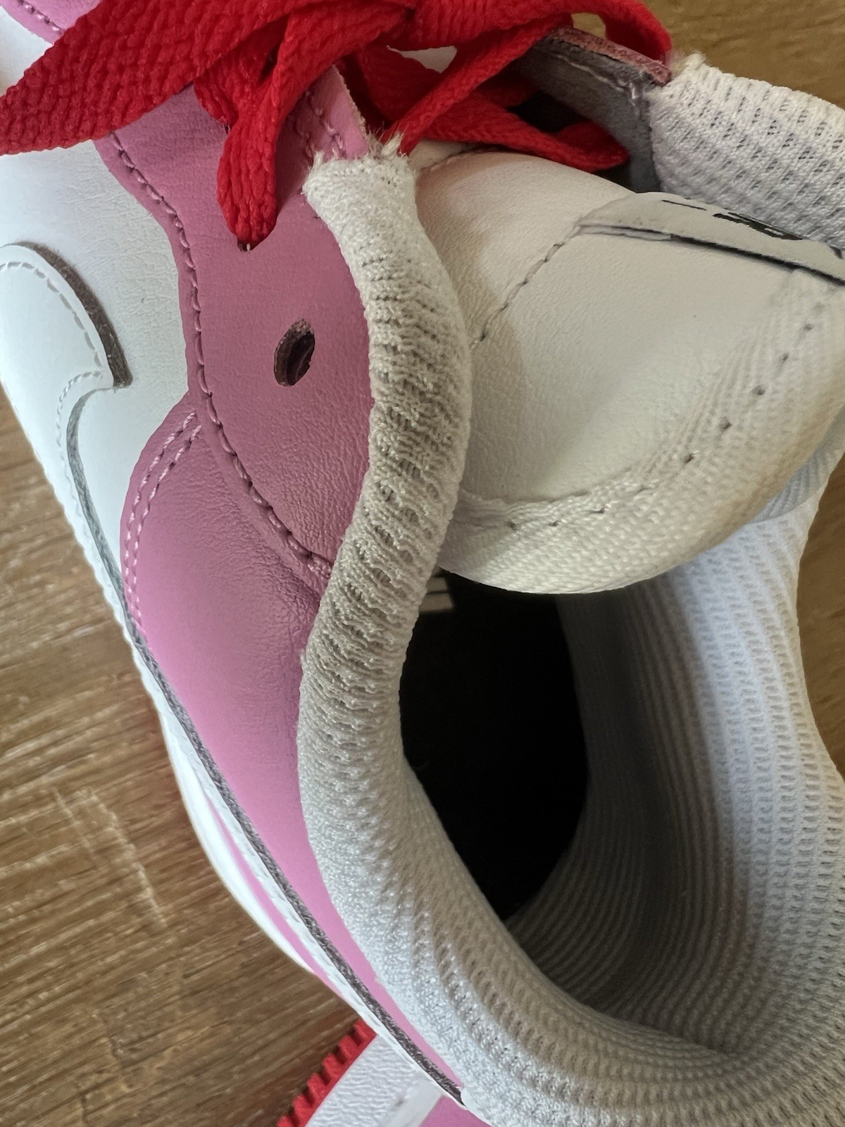 Custom Nike ladies Air Force 1 Sneakers in White, Pink & Red Sz 8
