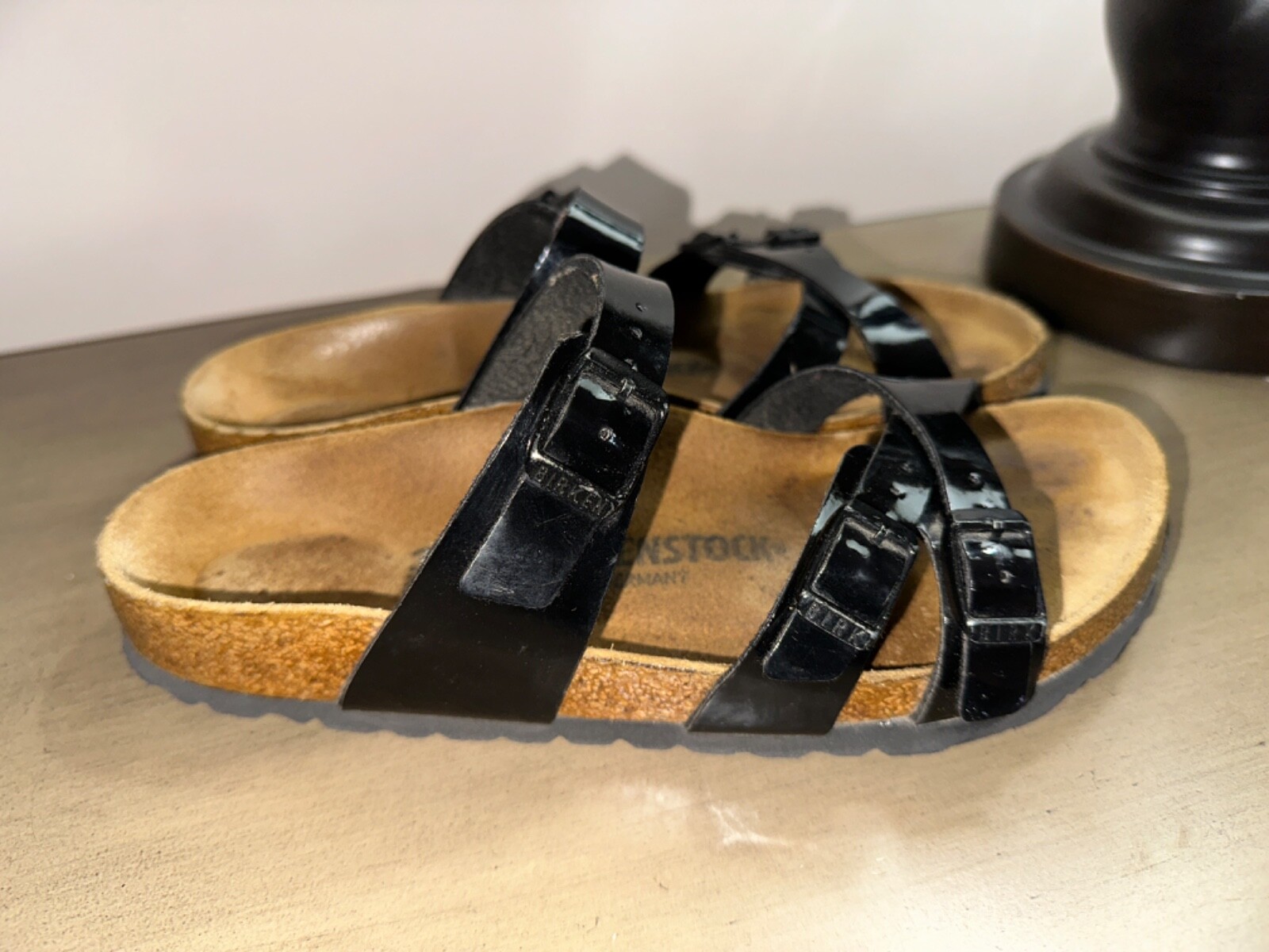 BIRKENSTOCK Franca Magic Galaxy black Birko-Flor slides sandals 38 US 7 M/N EUC