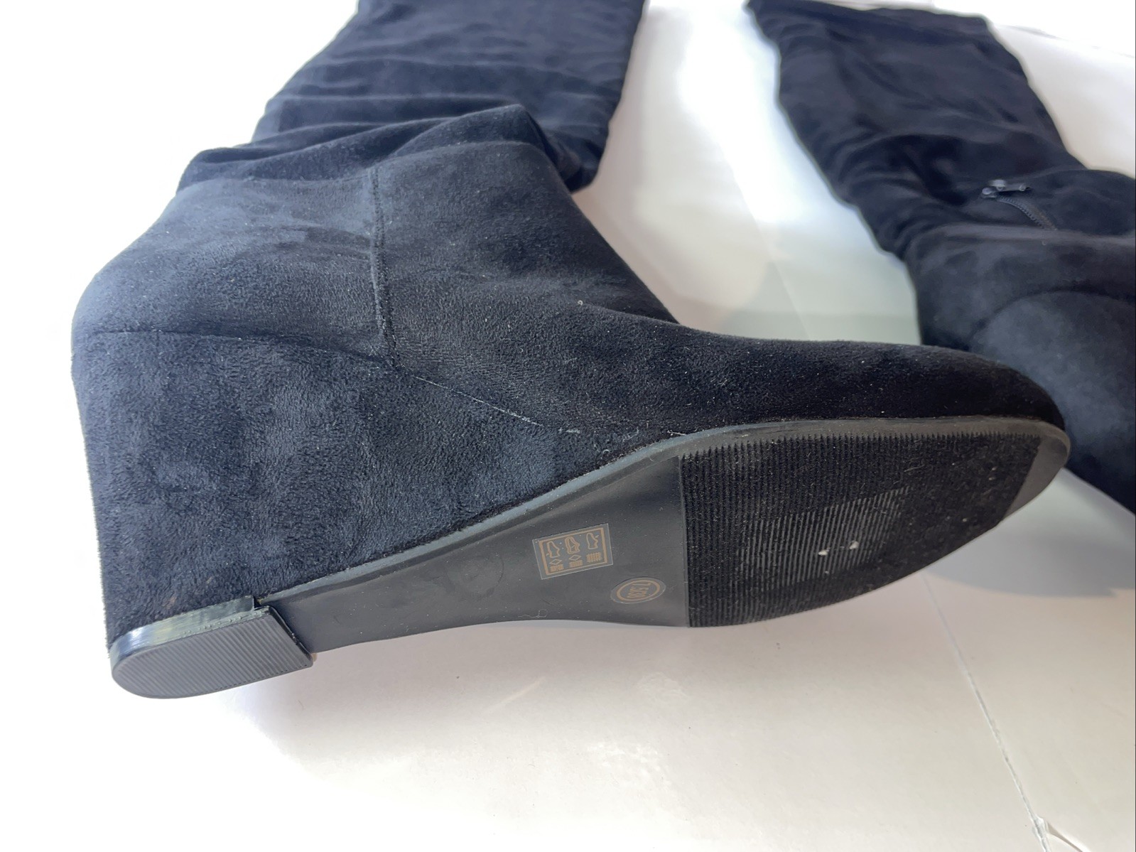 Von Maur Chinese Laundry Thigh High Boots Ultra Black Suedette Size 7.5 New/box