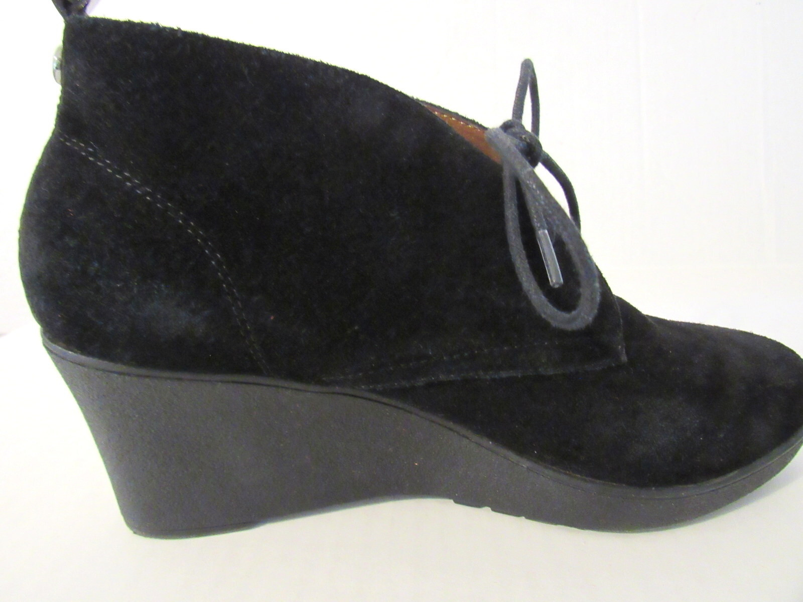 DONALD J PLINER Size 8.5M Black Suede 2.75-in Wedge Heel Lace-up Ankle Boots
