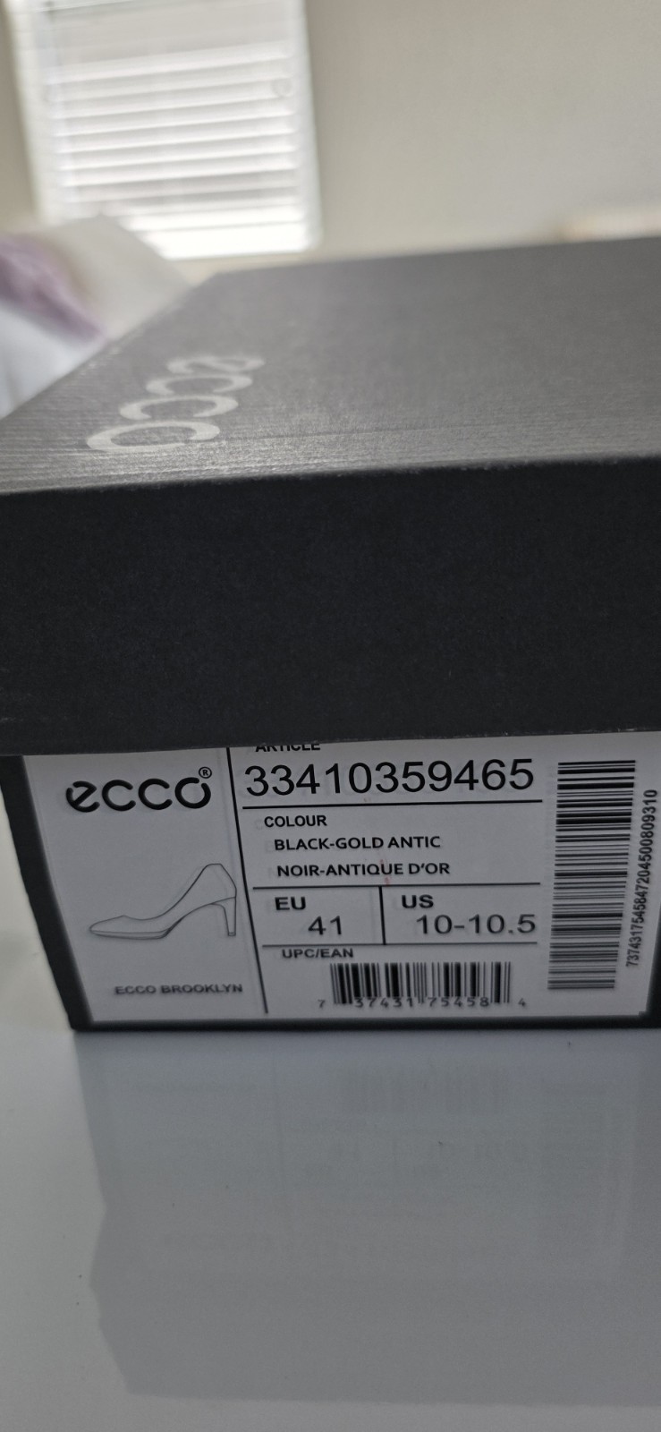 ECCO Baltimore Women’s Pump Heels Shoes Black Gold Size EU 41 Us 10-10.5
