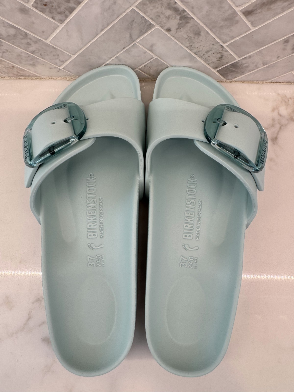 Birkenstock Madrid Big Buckle EVA Essentials Sandals Womens Size 6 37 Surf Green