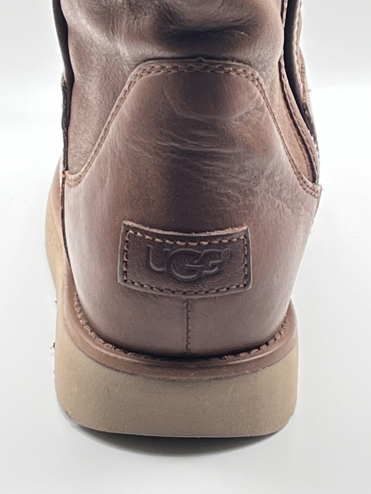UGG Classic Tall Abree II Brown Leather Sheepskin Lined Zip Boots US 9 EU 40