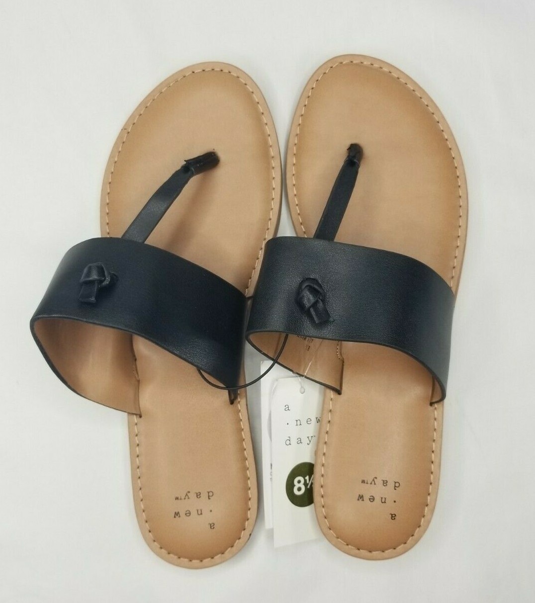 A New Day – Women’s Faux Leather Slide Sandals Size 8.5 – Black – NWT