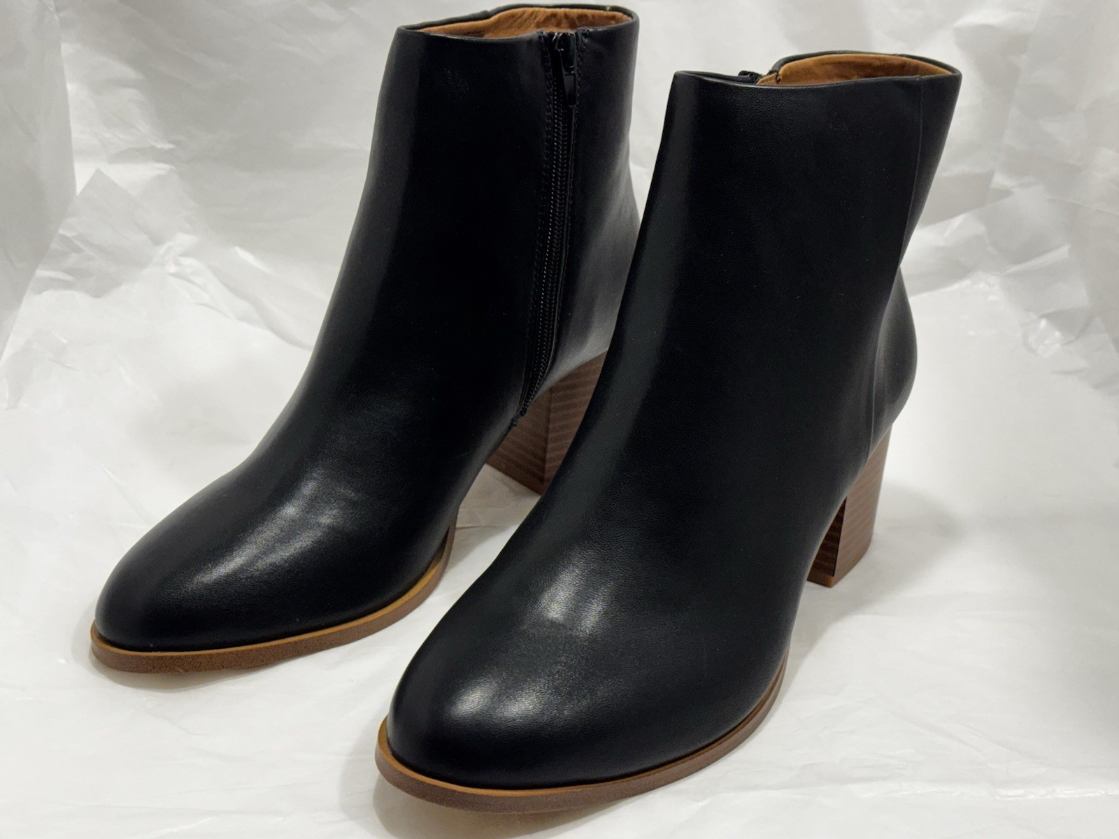 J.CREW $188 Women’s BLACK Faux-Leather Heeled Going Out Zipper Ankle Boots 10 M