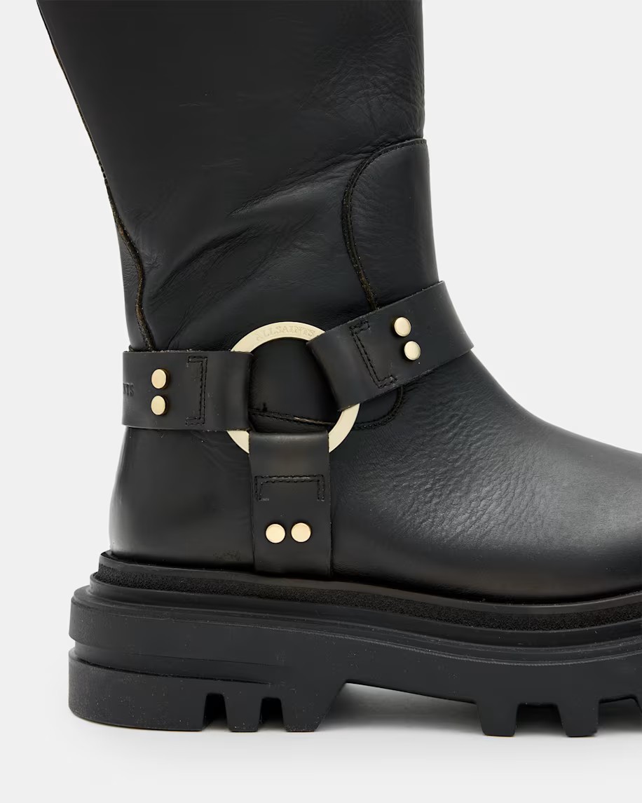 $499 AllSaints Jade Leather Biker Moto Buckle Harness Matrix Portugal Goth 10 40