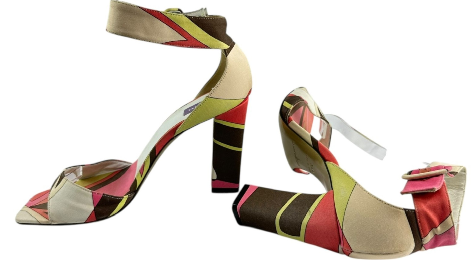 Genuine EMILIO PUCCI Printed Multicolor Heels Ankle Strap 36.5 6.5
