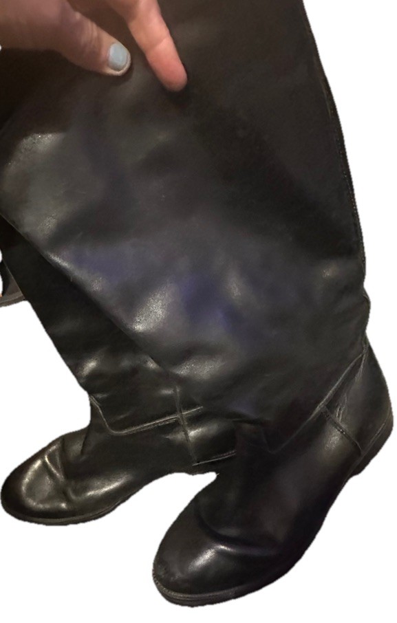 LL BEAN Tall Black Leather Flannel Lined Winter Boots 7.5 Warm! 90816