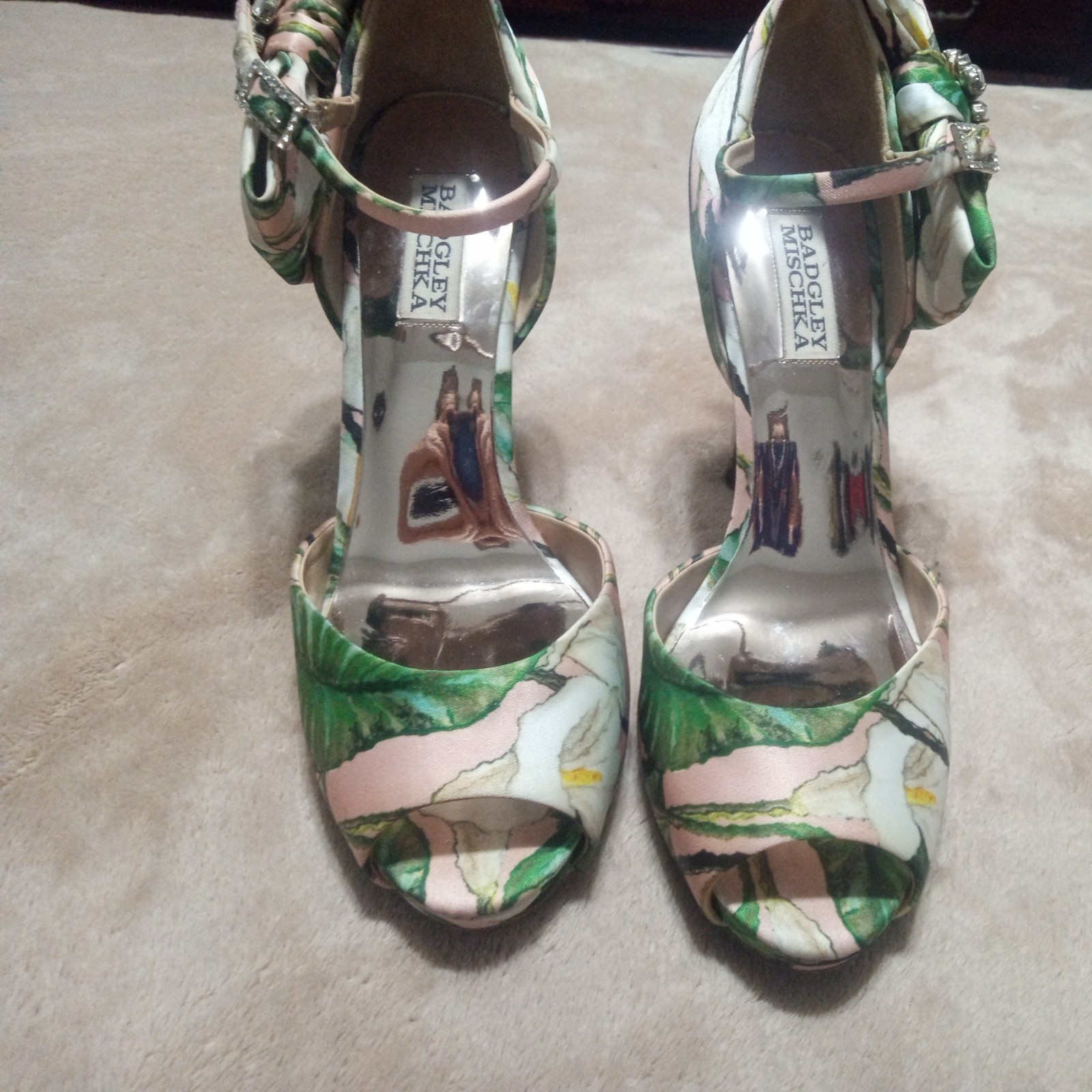 Badgley Mischka Floral High Heel Women’s Open Toe Pumps Shoes Size 8