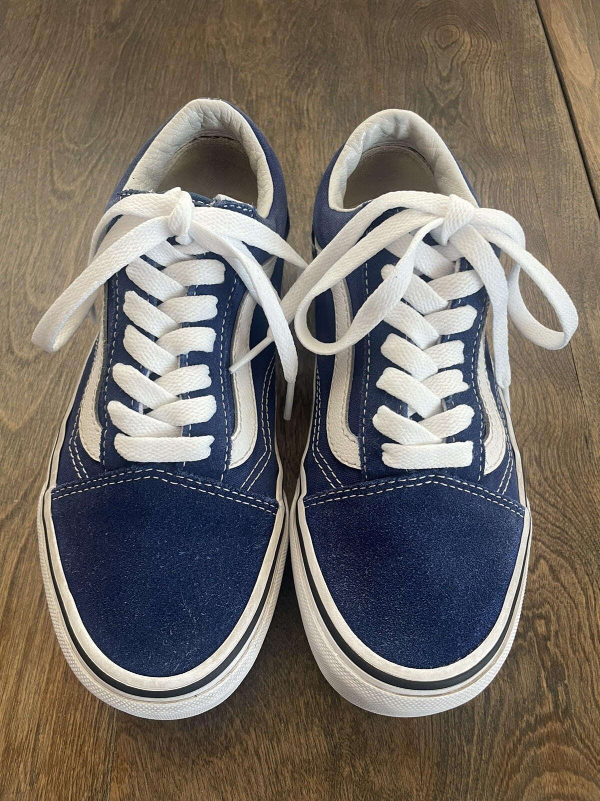 VANS Old Skool Suede Low Top Shoes Sneakers Blue White Women’s Size 5 Men 3.5