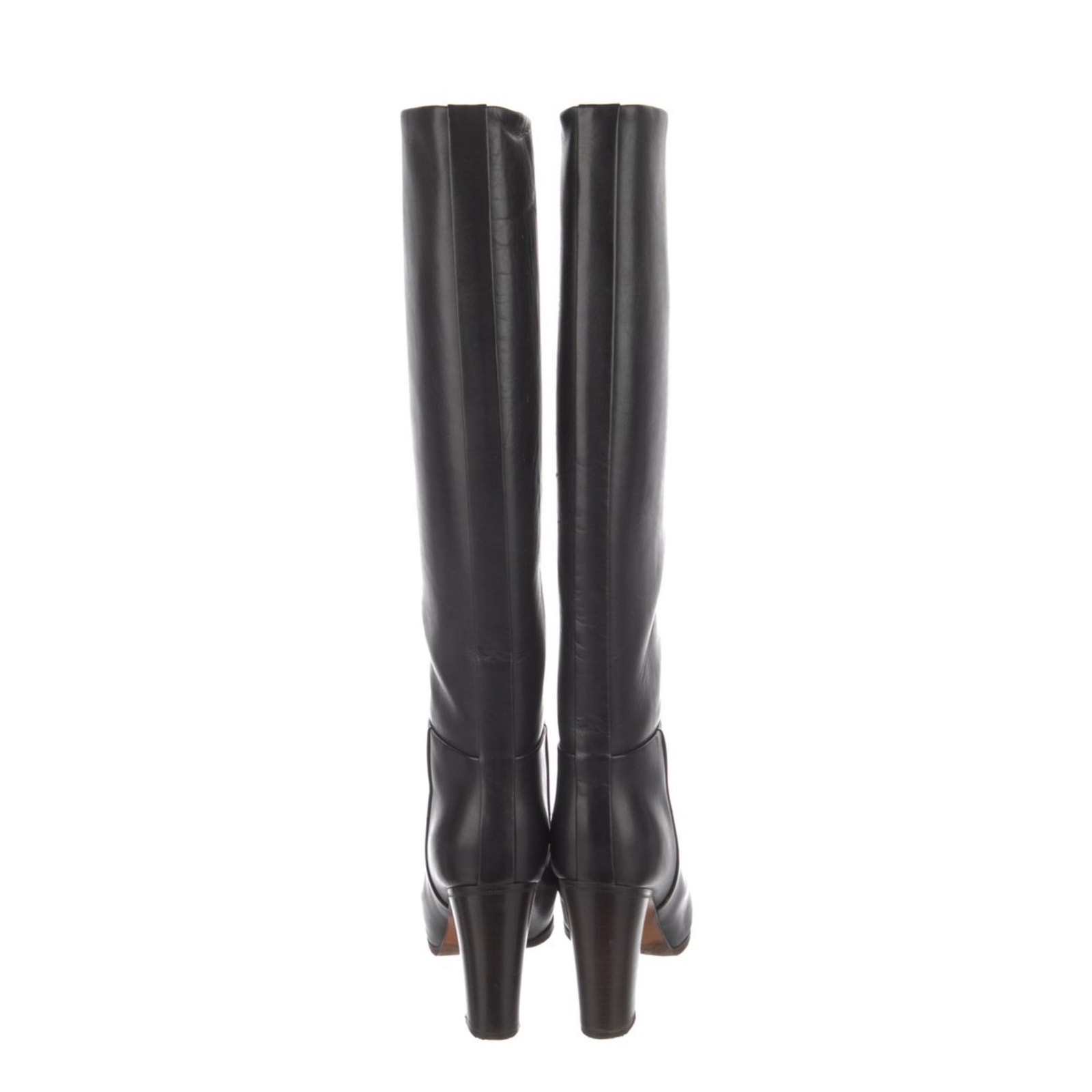 Celine Leather Knee-High Boots US 6 | IT 36 Black Semi-Pointed Toes Block Heels