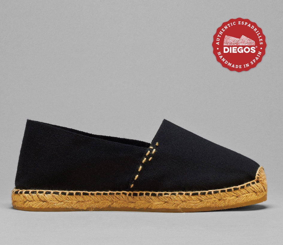 Black Espadrilles sewn in jute- Hand Stitched in Spain – Men and Women sizes