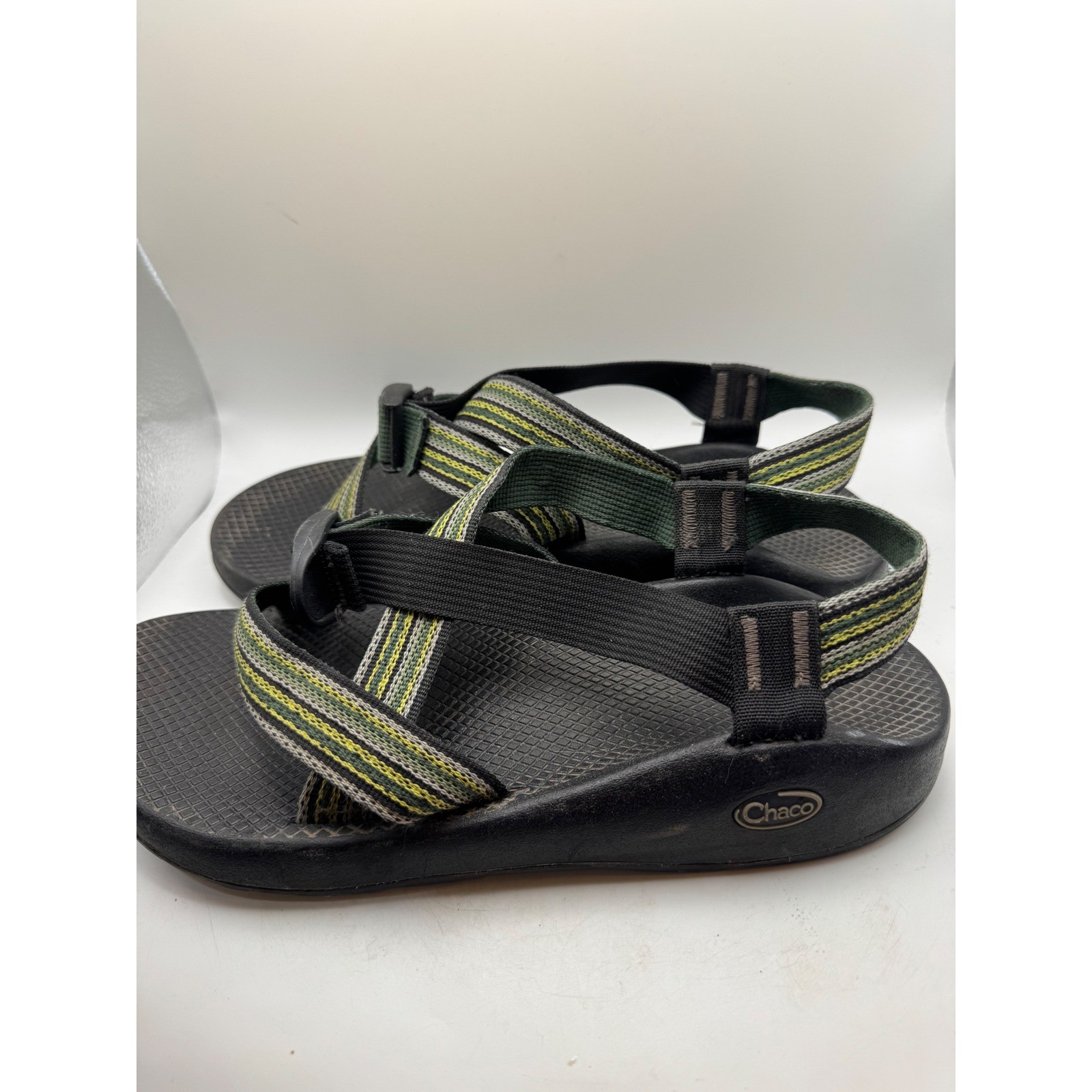 Chaco Sport Sandals Women’s Size M11 Green Yellow Strappy Outdoor Vibram Sole