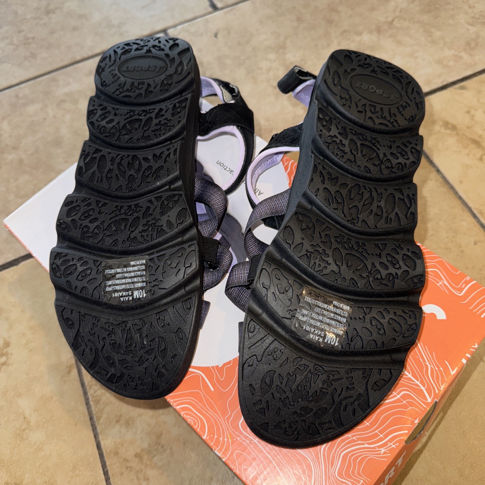 Jsport KAIA Women’s Sports Sandal – Adjustable Straps (Black/Purple) size 10