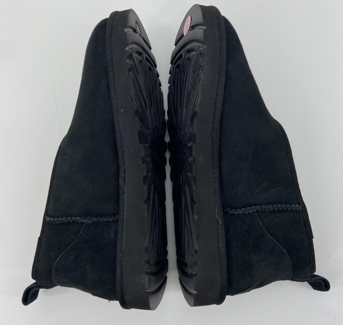 UGG Boots Womens 9 Black Micro Mini Suede Shearling Cozy Shoes Slipper