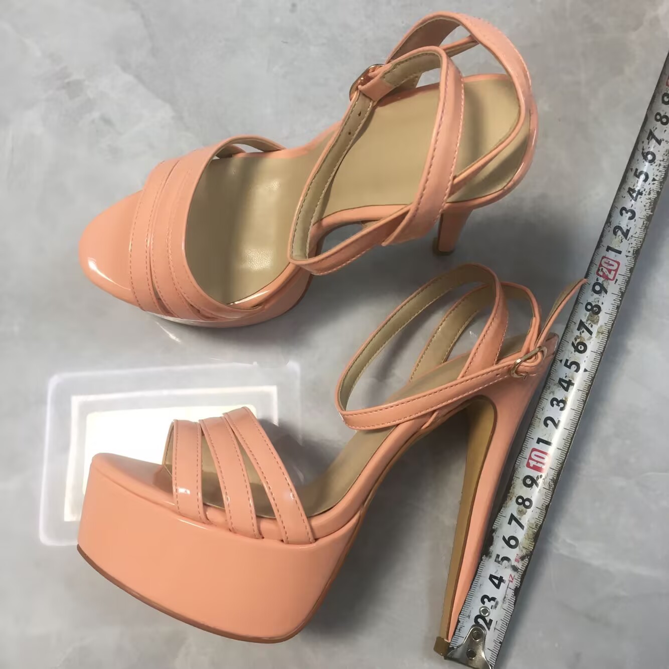 Women’s Ankle Strap Platform Sandals Dress Slingback Evening Shoes Shiny Leather
