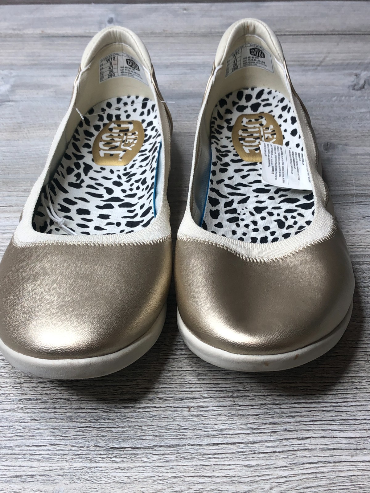 Hey Dude Savannah Slip Classic Shoes Womens 10 Gold Metallic Slip On