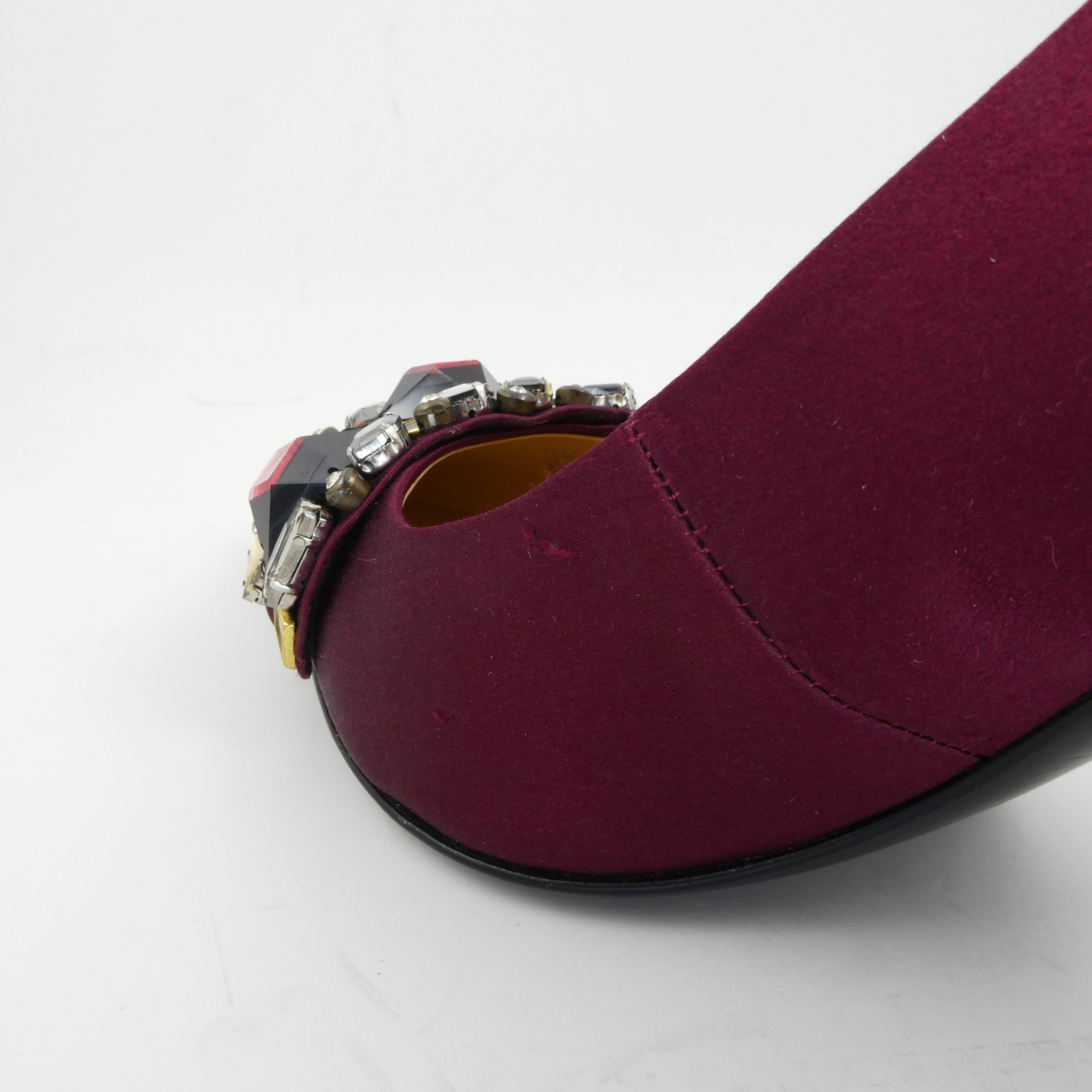 Tory Burch Elizabeth 3.25 in Satin Jewel Heels Leather Royal Port Women’s US:8 M