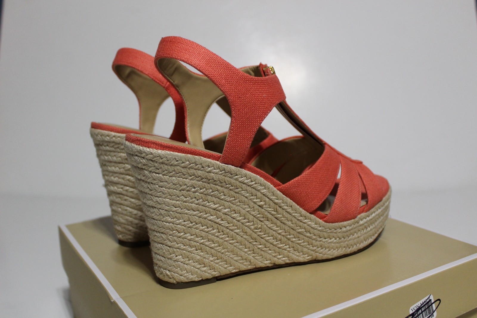 Michael Kors Berkley Womens 10 M Espadrille Pink Canvas Front Zip Wedge Sandal