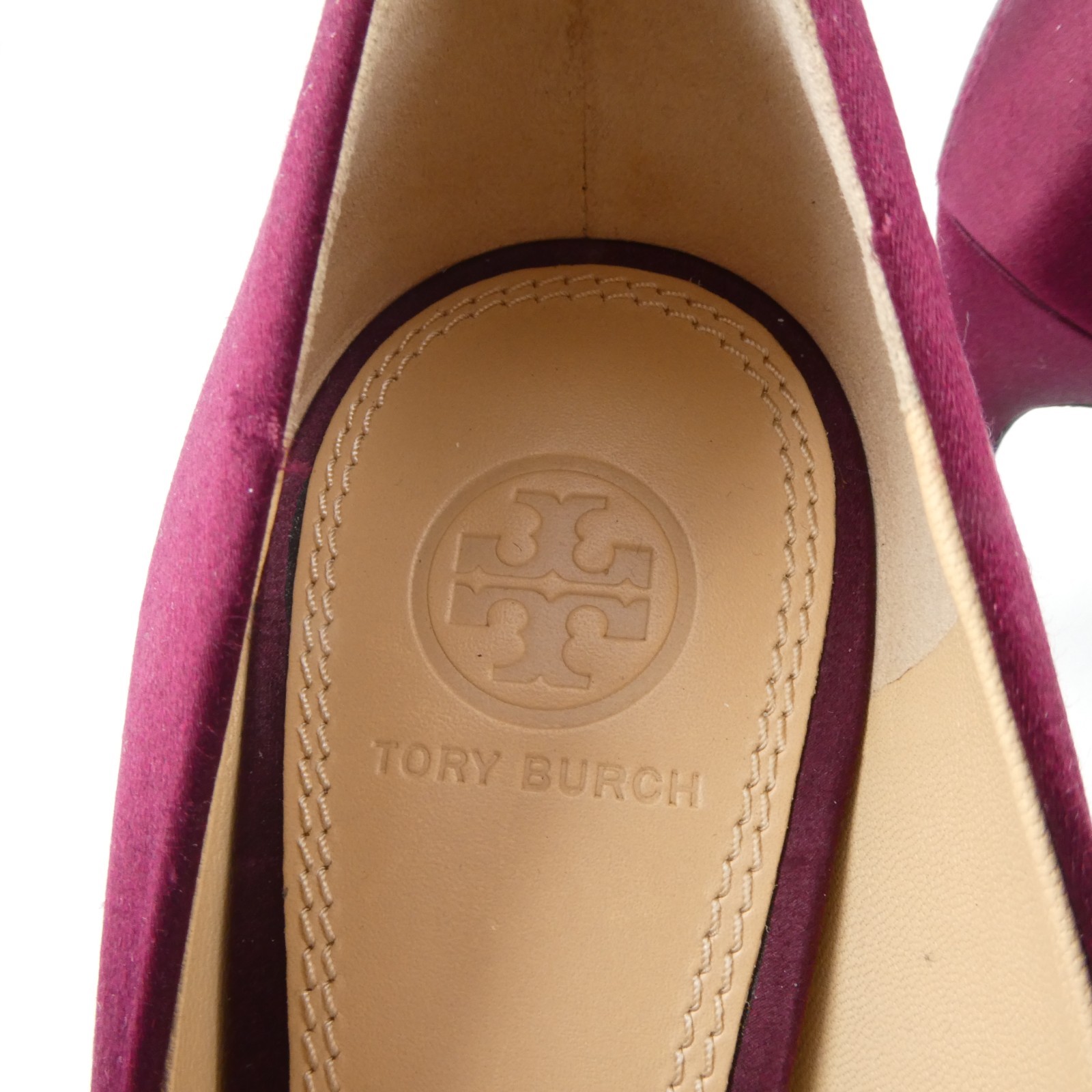 Tory Burch Elizabeth 3.25 in Satin Jewel Heels Leather Royal Port Women’s US:8 M