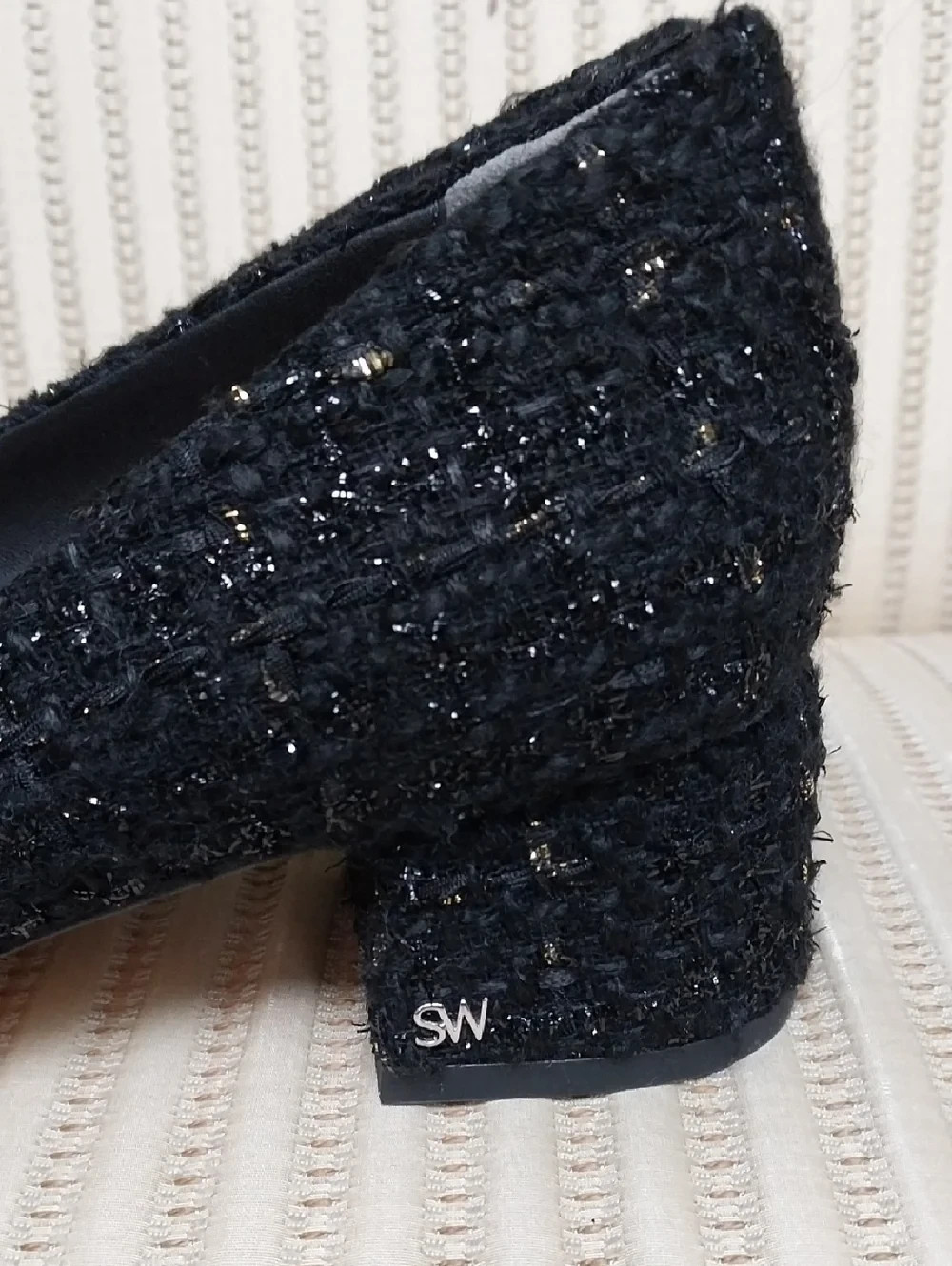 STUART WEITZMAN LOW HEEL BLACK TWEED PUMPS SIZE US 9