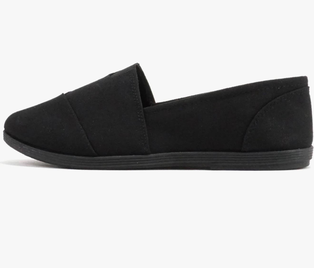 Soda Women’s Black Canvas Slip-On Flats Round Toe Casual Solid Logo