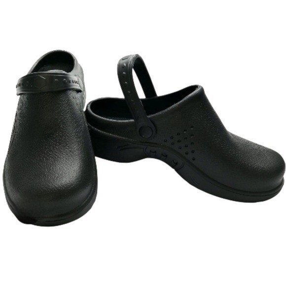 NATURAL UNIFORMS clogs Womens 9 black EUC slip on heel strap Ultralite nursing