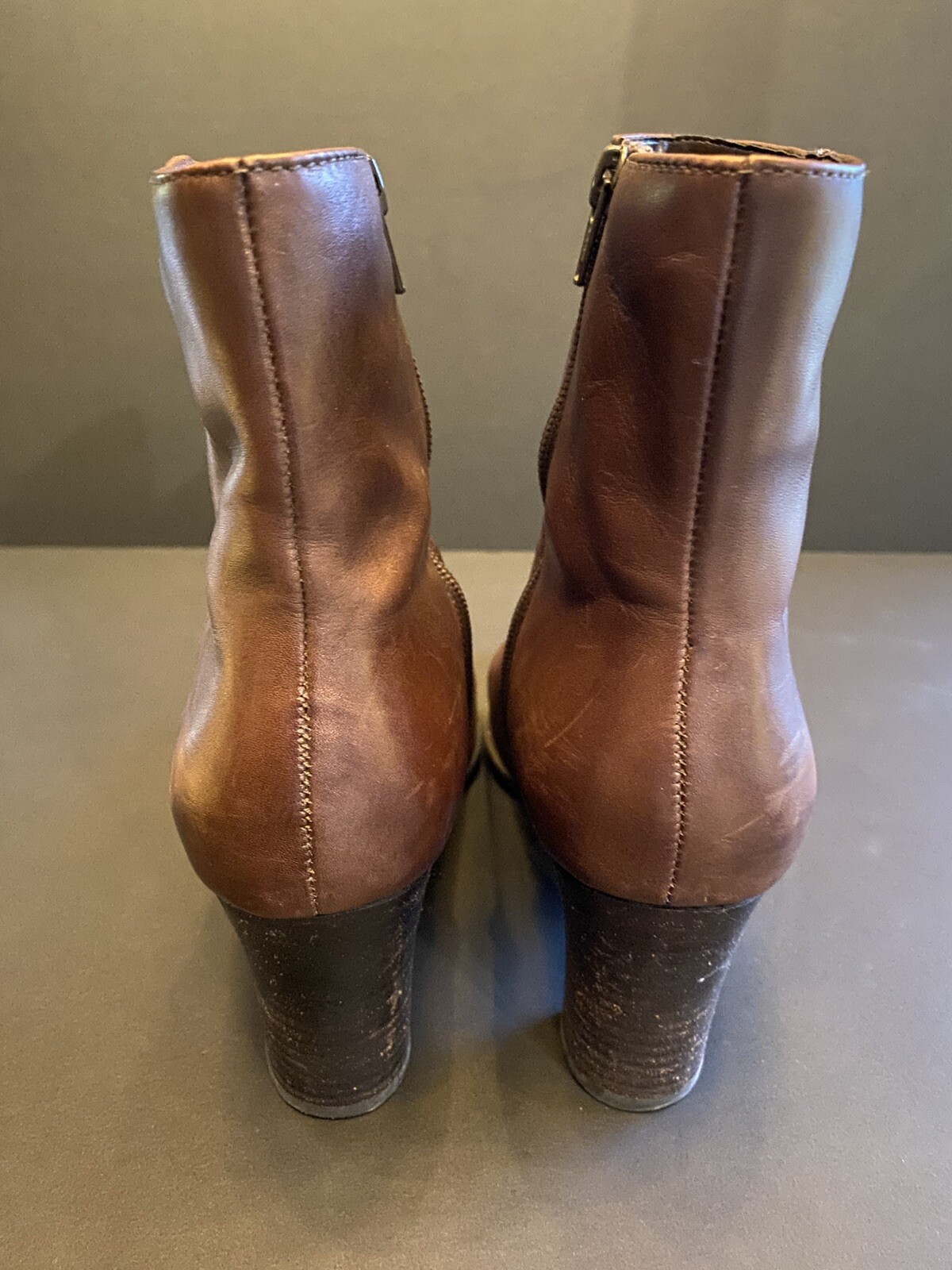 ANA a.n.a A New Approach Brown Leather Mid Calf Side Zipper Boots Size 8 M
