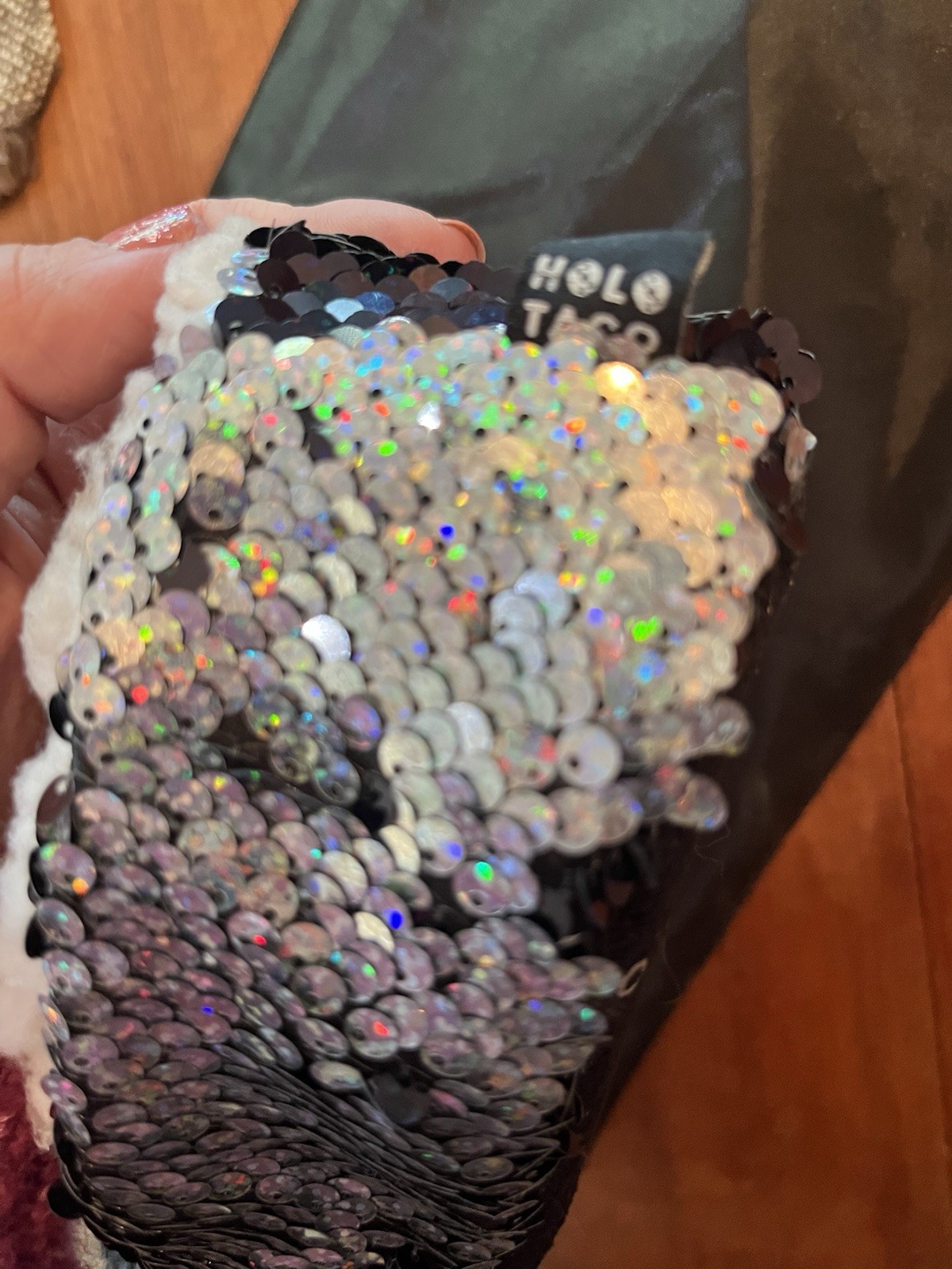 Holo Taco Holiday Sequins Sherpa Slippers Limited Edition M/L