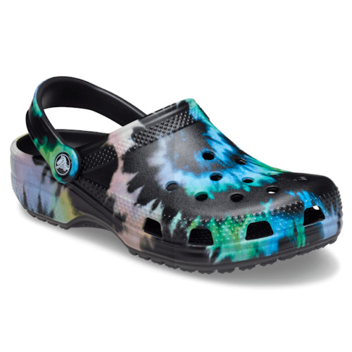 Croc Unisex Classic Tie-Dye Graphic Clogs Multi Black/Black Size M8/W10 (0911)*
