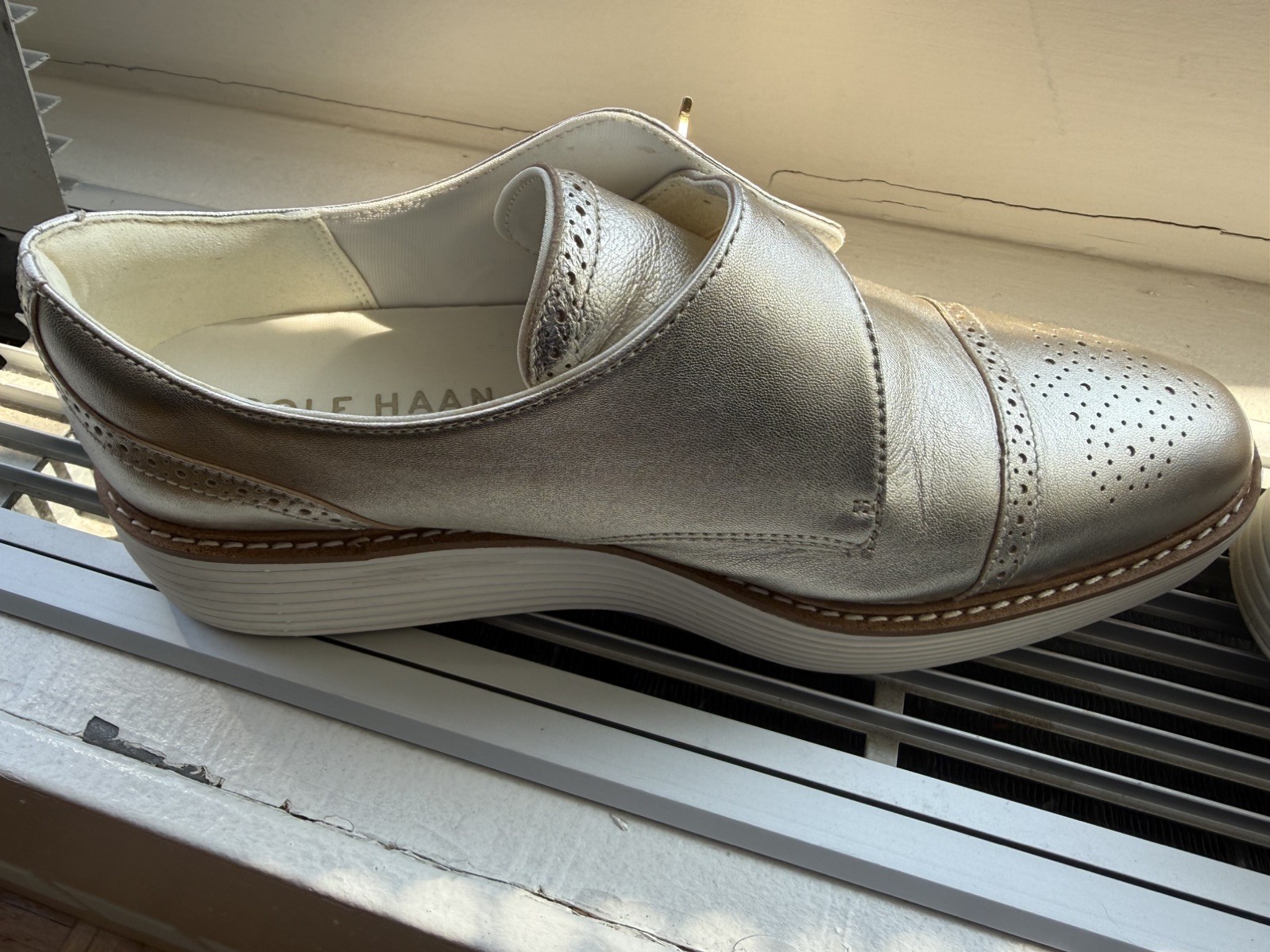 Cole Haan Women’s Original Grand Platform Monk Strap Oxfords Soft Gold Size 9B