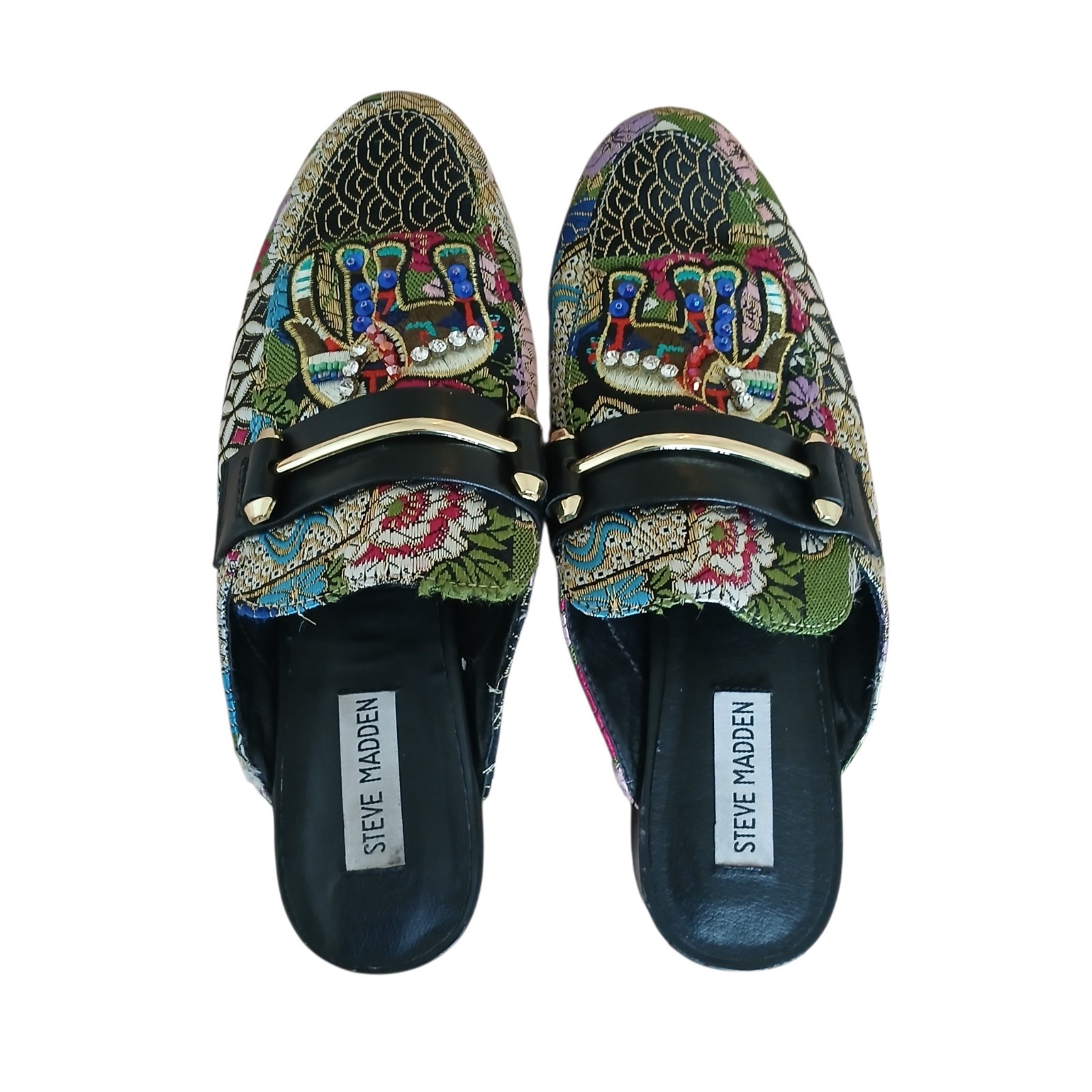 STEVE MADDEN Kera Embroidered Tapestry Beaded Elephant Mules Women’s 8 Whimsical