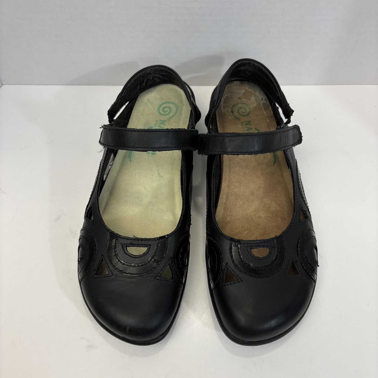 Naot Leather Mary Jane Flats Shoes Womens Size 8 EU 39 Black Slingback Comfort