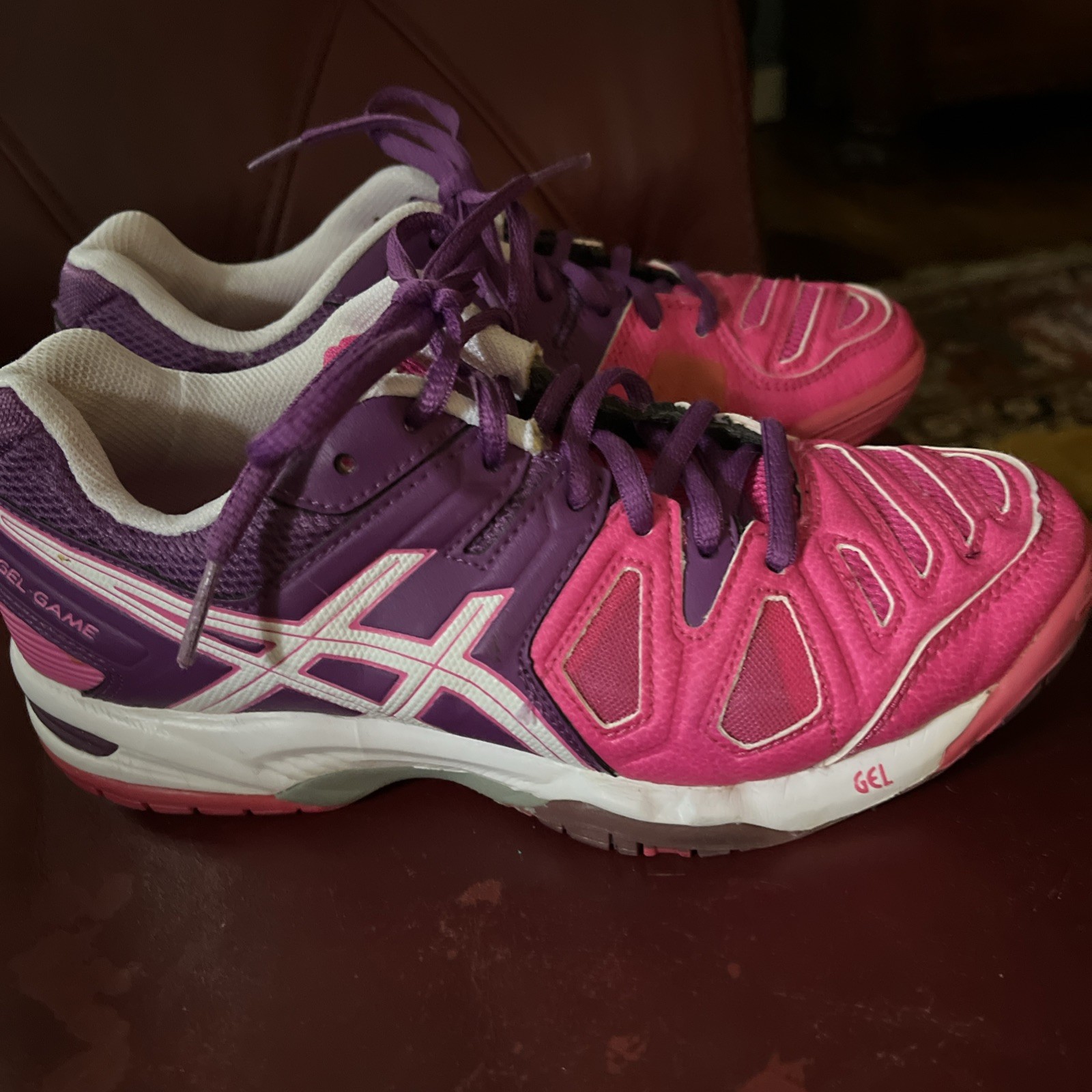 Asics 556Y Gel-Game 5 Pink Purple White Athletic Tennis Shoes Women’s Size 5
