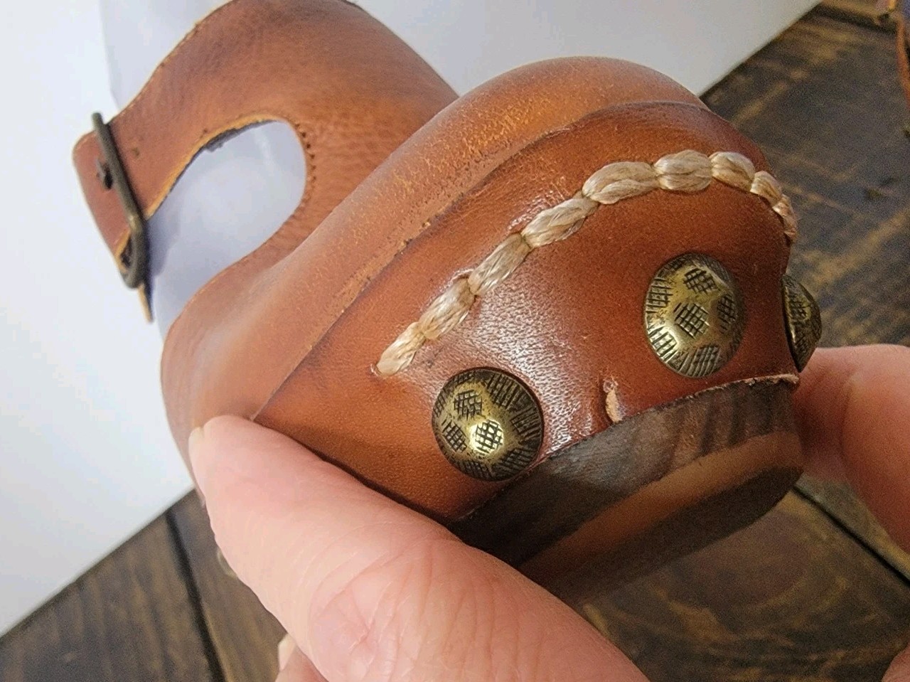 Free People Womens Boho Chunky Brown Leather Wood Clogs Size 36 Hippie Retro