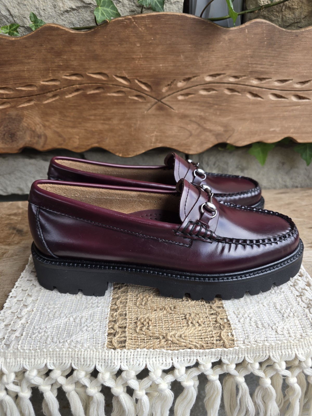GH Bass WeeJuns Lianna Bit Lug Sole Leather Penny Loafer Shoes Womens Sz 7