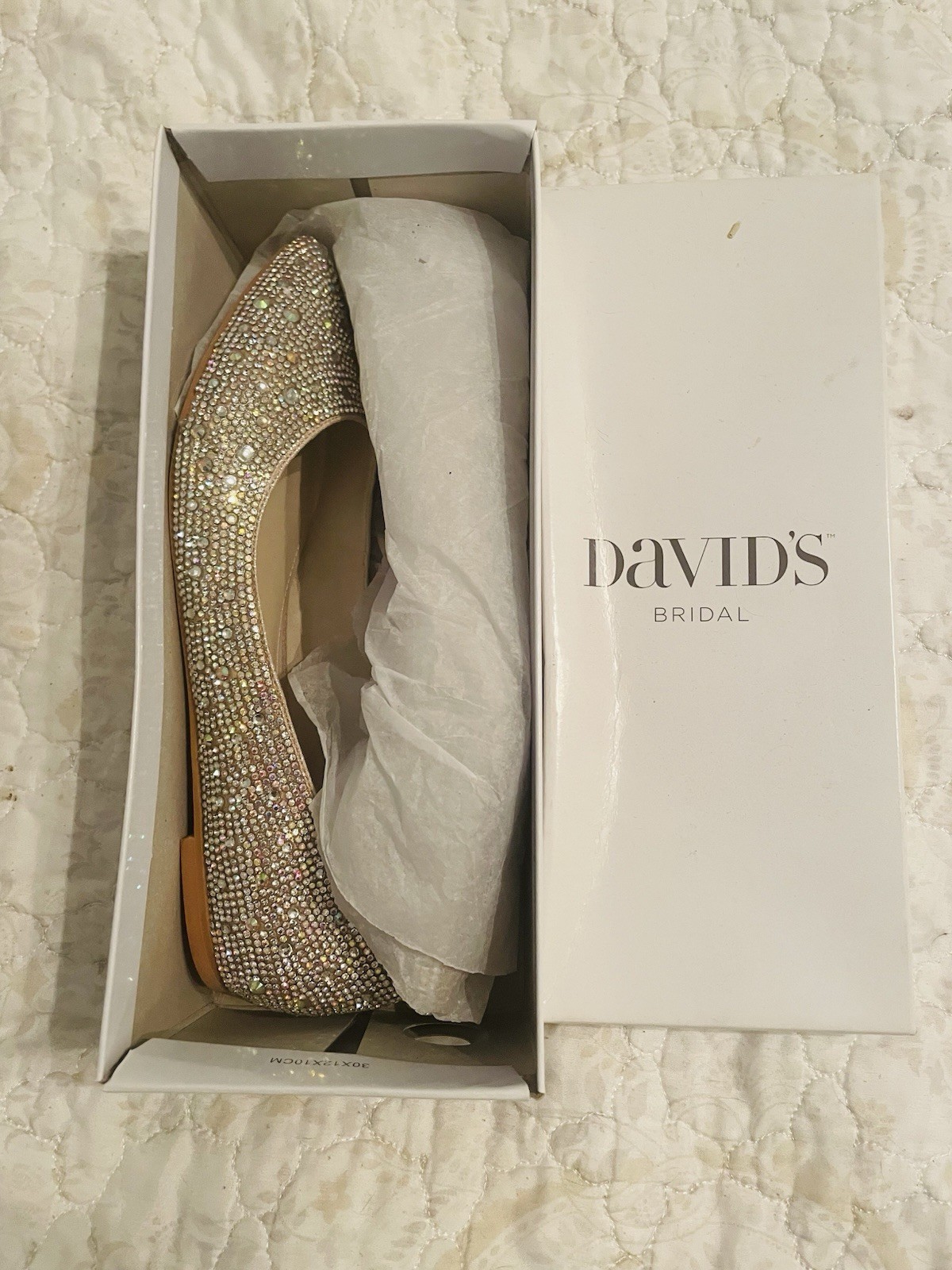 DAVID’S BRIDAL Avie Crystal Iridescent Ballet Flat Women Size 9 Nude Multicolor