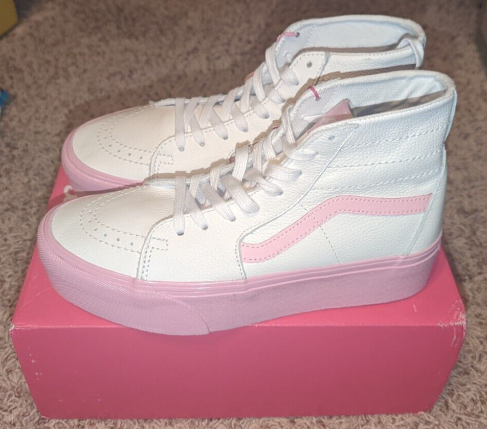 Vans x Barbie Movie SK8-Hi Tapered Stackform White/Pink Platform Men 5/Women 6.5