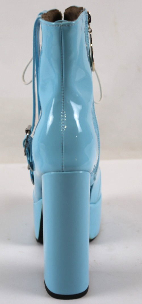 Women’s Pu Synthetic Platform Boots Autumn Boots LaceUp Side Zipper Short Boots