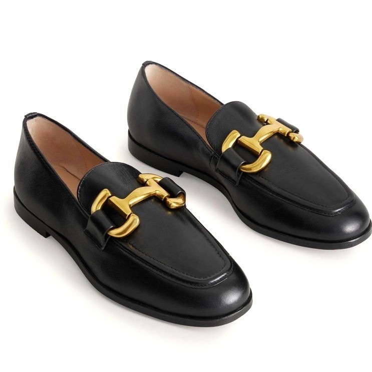 Boden Iris Snaffle Trim Loafer Women 42/10.5 Black Leather Preppy Luxury Classic
