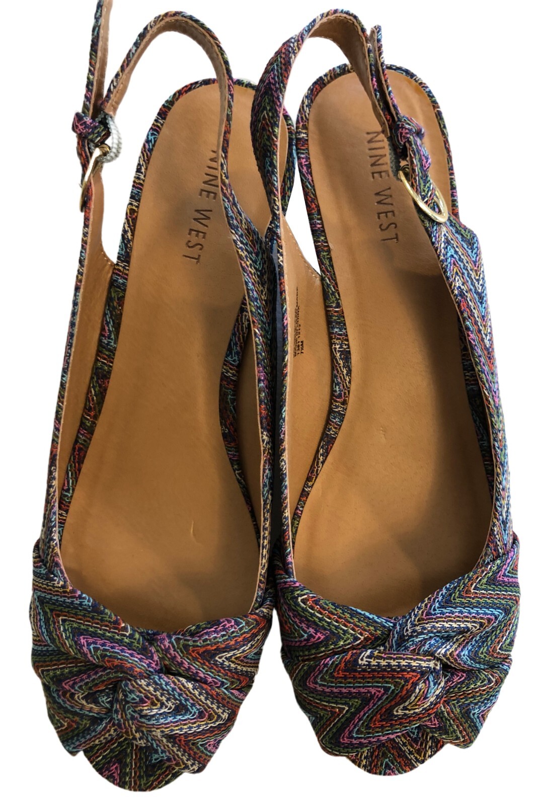 NEW Nine West ABBE Boho Cork Wedge Sandal Sz 7.5M NWOT Woven Hippie