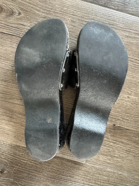 CHANEL Sandals Mules black patent leather size 6.5 US (37) used